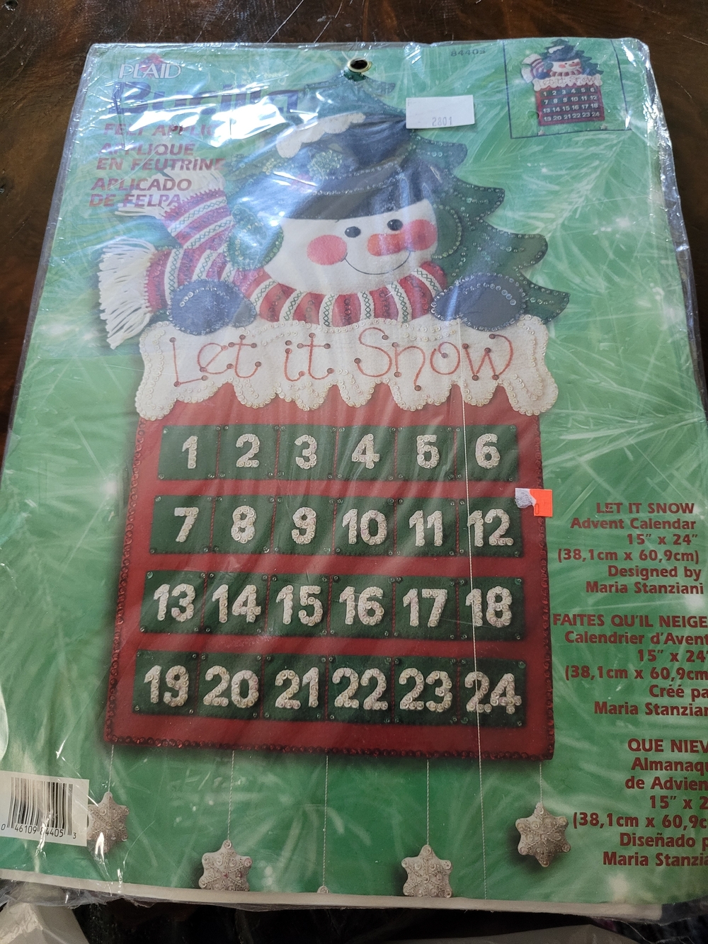 Bucilla Let It Snow Snowman Advent Calendar Felt Applique Kit
